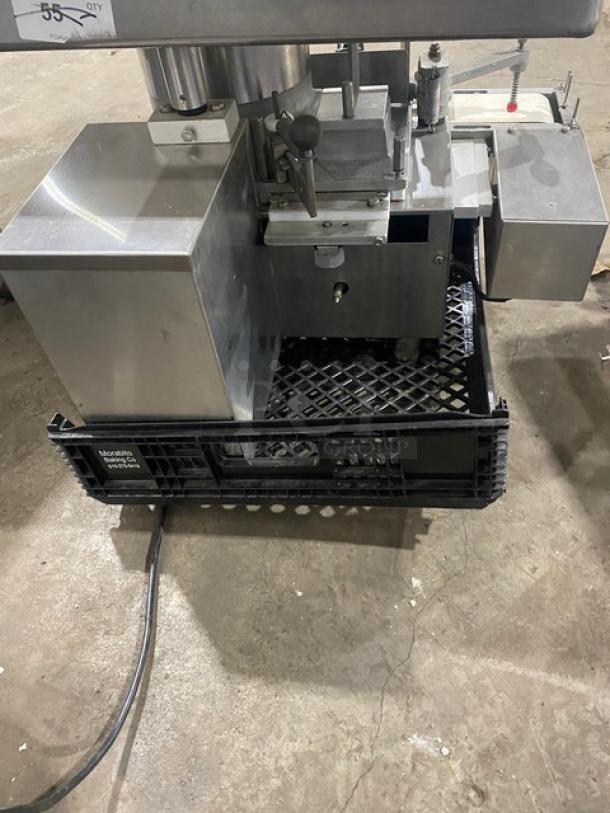 Patty-O-Matic Model 300A patty forming machine, stainless steel, electric, 75 lb capacity, used condition, visible wiring.