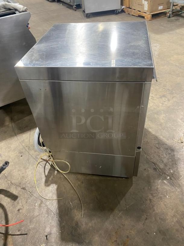 Ecolab stainless steel undercounter low temp dishwasher, model ULT1. Energy Star certified with full-size peg rack.