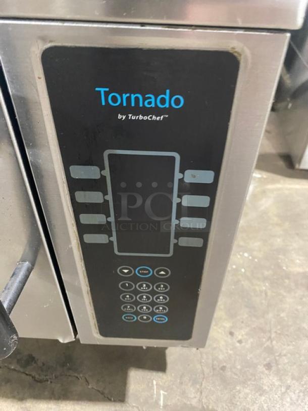 TurboChef Tornado NGCD6 commercial rapid cook oven with digital touch controls, stainless steel, 208/240V, on legs.
