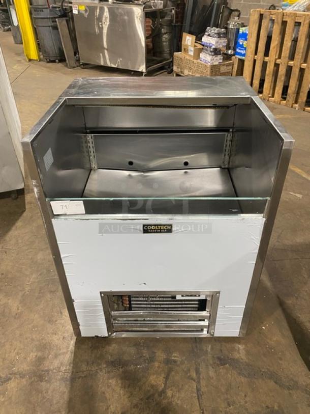 Cooltech stainless steel refrigerated grab-and-go case, 115V, 1 phase, open front, excellent condition, ideal for display.