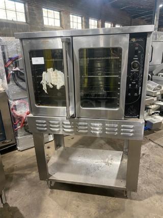 American Range Majestic Series Commercial Stainless Steel Natural Gas Powered Single Stack Convection Oven! With Wired Oven Racks! With Single Undershelf Base! On Legs! - Item #1199328