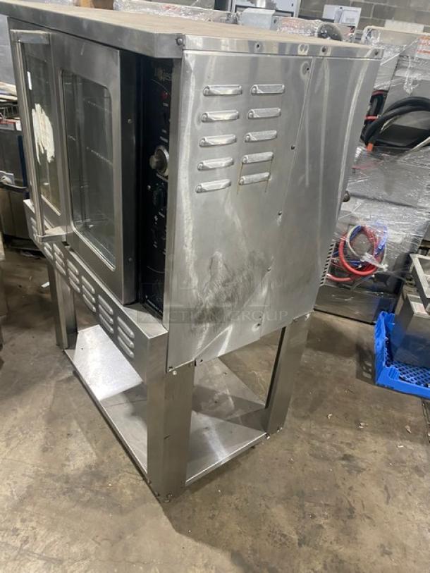 American Range Majestic Series stainless steel convection oven, natural gas, with wired racks and single undershelf base.
