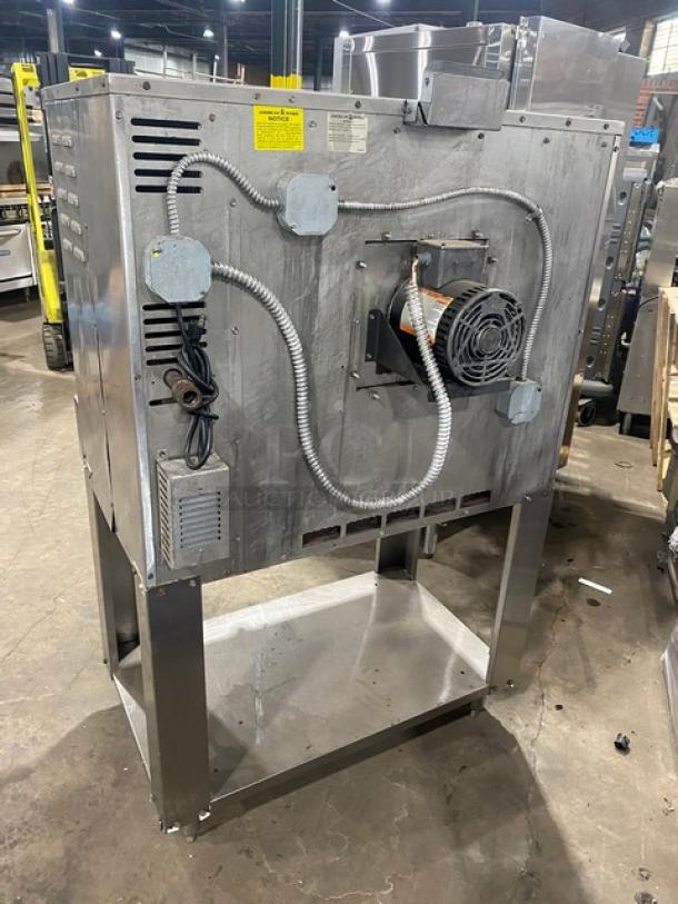 American Range Majestic Series commercial stainless steel natural gas convection oven with wired racks and undershelf base.
