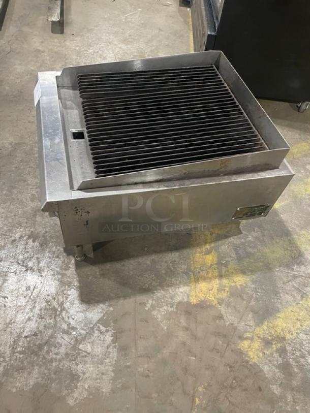 Adcraft CTC24 stainless steel countertop char broiler, natural gas, on legs, used condition, visible serial number: 12130576005.