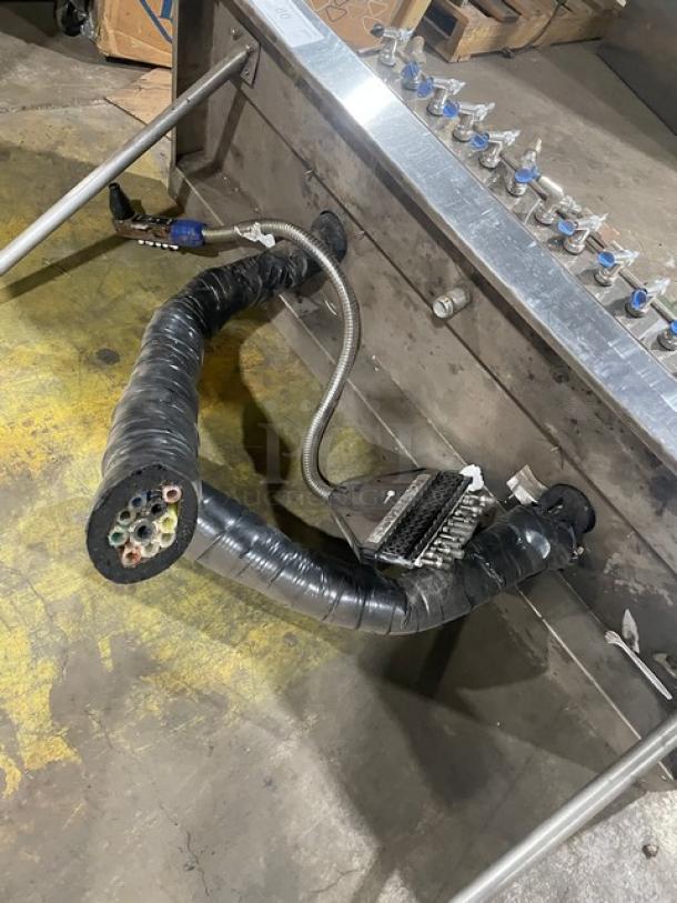 Perlick Wunder-Bar 16-tap stainless steel wall-mount bar system with drain tray, commercial use, in used condition.