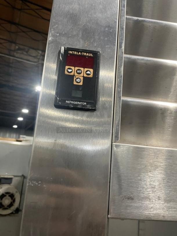 Traulsen stainless steel roll-in refrigerator, model ARI134LUT-FHS, 115V 1 Phase, Intela-Traul control panel visible.