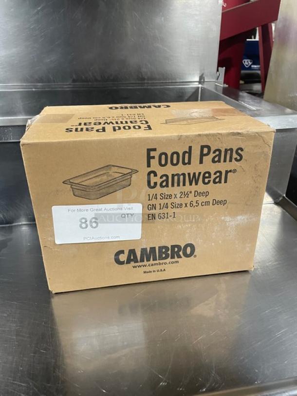 Brand new Cambro Camwear Series 1/4 size polycarbonate food pan, model 42CW135, in original packaging.