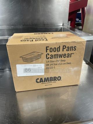 Brand new Cambro Camwear Series 1/4 size polycarbonate food pan, model 42CW135, in original packaging.