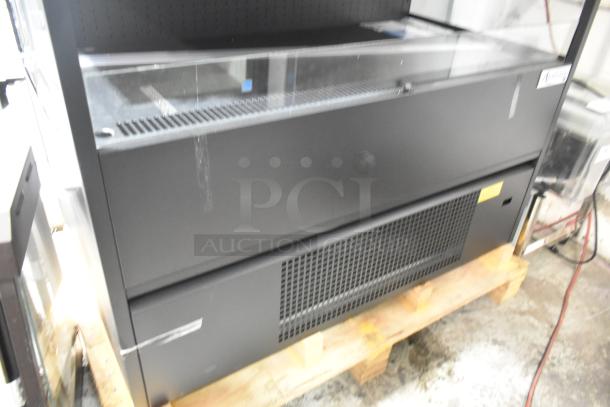 Brand new Avantco 193VOA48B open air merchandiser with broken left side glass. Black, extra deep, LED lighting. 115V, 1 phase.