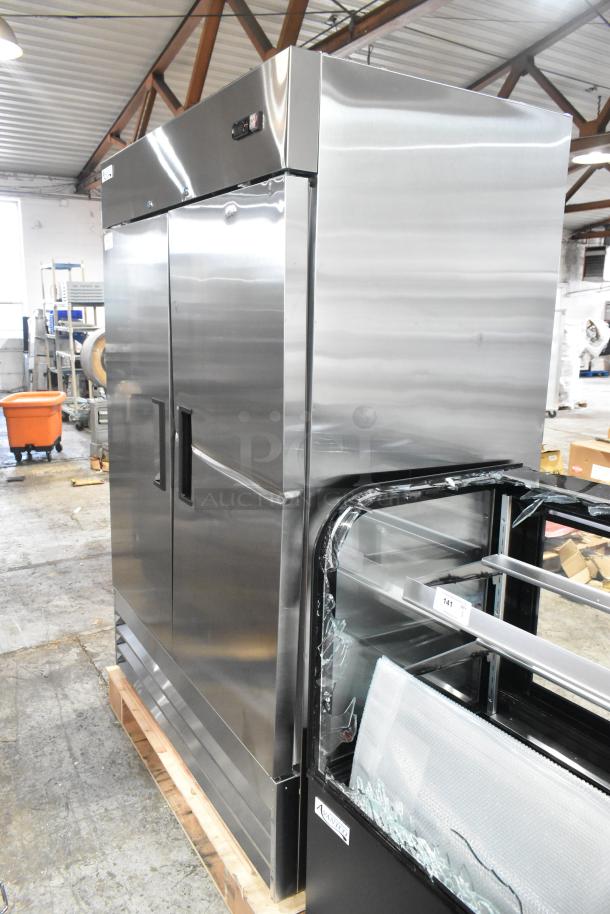 BRAND NEW 2024 Avantco 178A49RHC stainless steel commercial 2-door reach-in cooler. Scratch and dent model, 115V, 1 Phase.