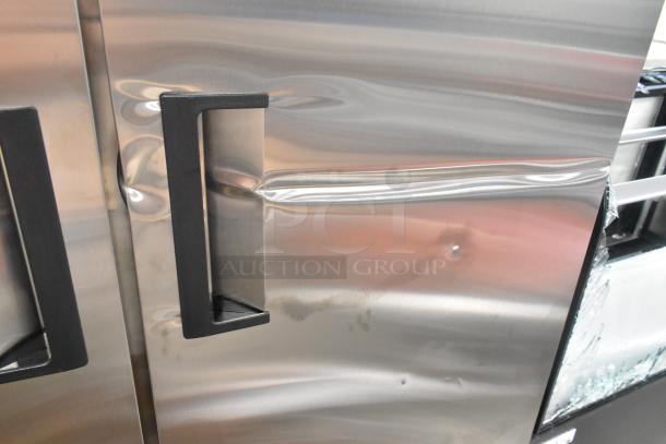 Brand new Avantco 178A49RHC stainless steel 2-door cooler. Scratch and dent visible. 115 Volts, 1 Phase.