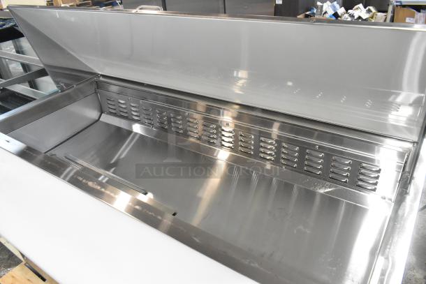 Brand new Avantco 178APT60MHC stainless steel sandwich salad prep table. Features Bain Marie Mega Top. 115V, 1 Phase.