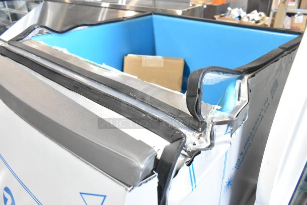 Brand new 2024 Manitowoc SPA162-161 touchless hotel ice dispenser, 120 lb. capacity. Scratch and dent condition visible.