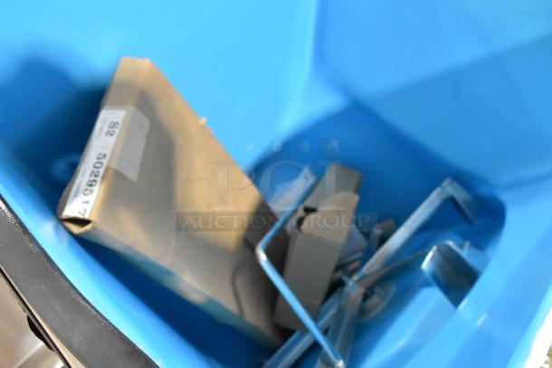 Brand new 2024 Manitowoc SPA162-161 hotel ice dispenser interior, showcasing components and a box with the label S2 5029517.