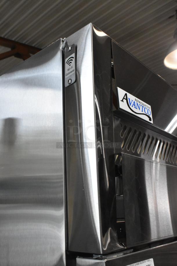 Brand new 2024 Avantco 178Z2RHC stainless steel 2-door cooler with Wi-Fi gateway, scratch and dent, on casters, 115V.