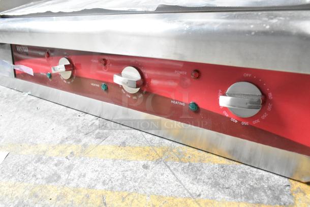 Brand new Avantco 177EG30N 30" stainless steel electric griddle, scratch and dent, 208/240V, 1 phase, power knobs visible.