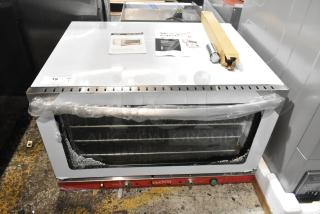 Brand new Avantco 177CO46M stainless steel countertop convection oven, 4.4 cu. ft., with broken glass, moisture injection, 208/240V.