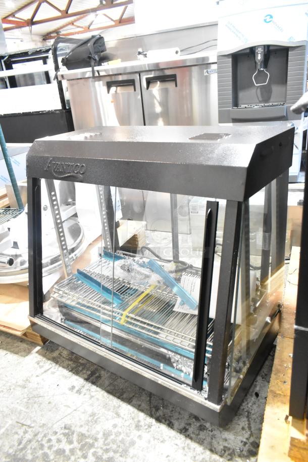 Brand new Avantco 177HDC26 26" heated display case with sliding doors, 3 shelves, 120V, 1 phase. Scratch and dent model.