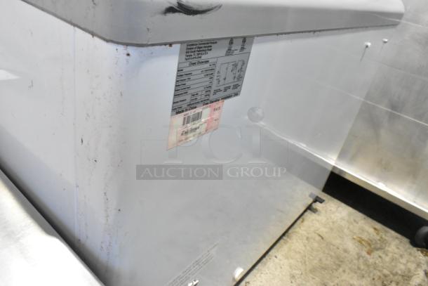 Excellence HL-11HC metal commercial chest freezer with sneeze guard, visible model label, 115V, 1 phase, used condition.