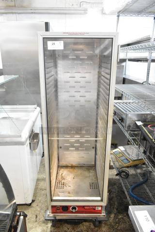 Avantco 177HEAT1836 heated holding cabinet, metal, commercial casters, 120V, 1 Phase, used condition, visible control panel.