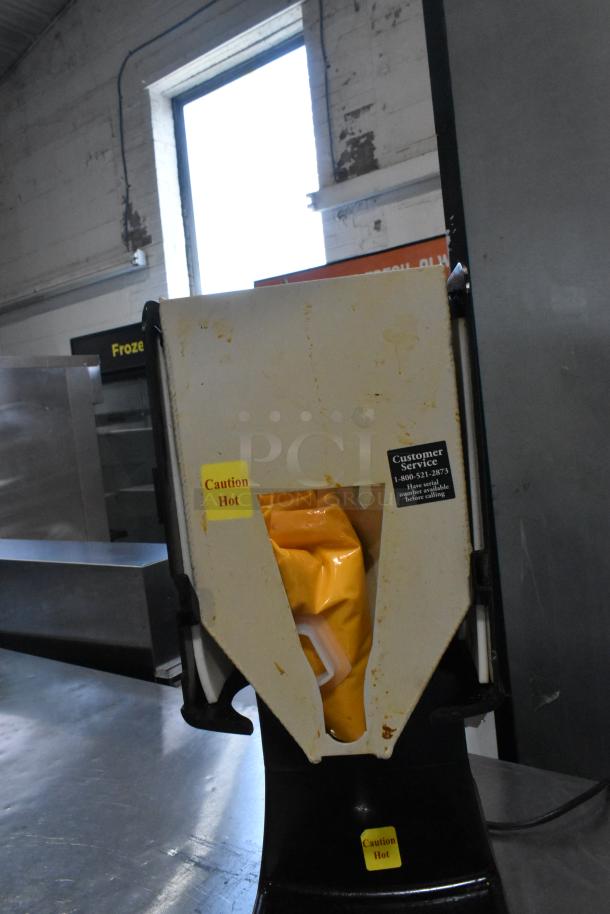 2023 Hot Top HT2-01 Countertop Hot Cheese Dispenser, 120V, 1 Phase, showing visible "Caution Hot" labels.