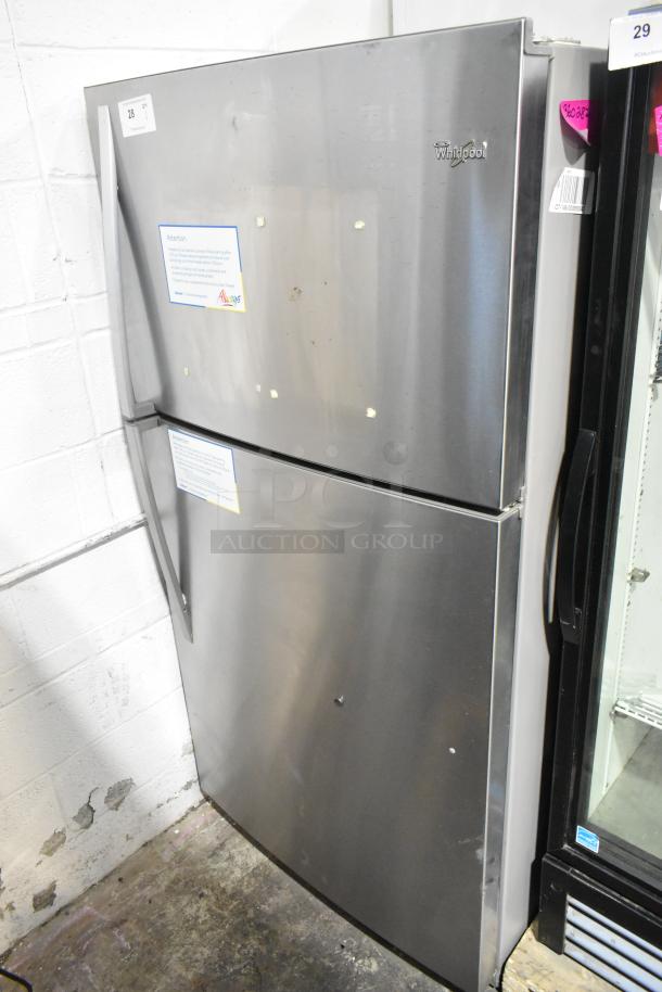 2016 Whirlpool WRT511SZDM00 stainless steel fridge with freezer, 115V, 1 phase. Minor surface marks.
