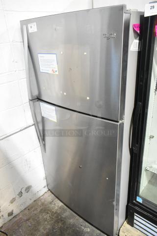 2016 Whirlpool WRT511SZDM00 stainless steel fridge with freezer, 115V, 1 phase. Minor surface marks.