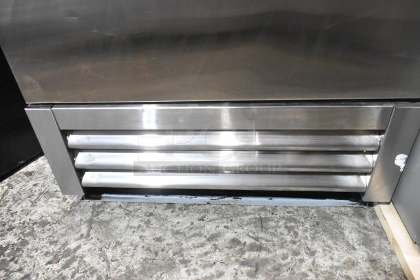 2022 True T-19F-HC stainless steel freezer vent with polished surface, part of a commercial single-door reach-in model. Condition appears good.