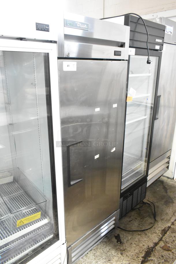 2022 True T-19F-HC stainless steel single door freezer; features poly-coated racks, commercial-grade; 115V, 1 phase.