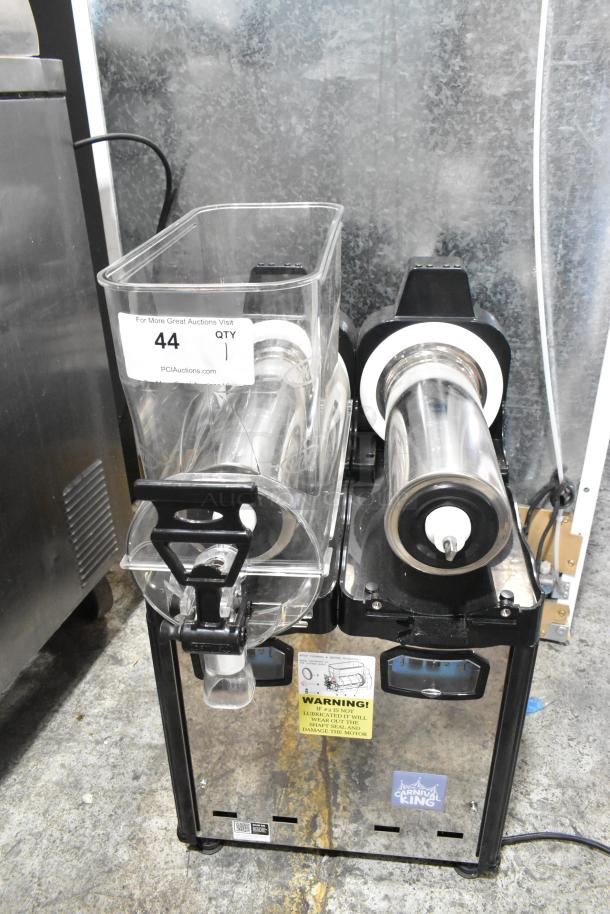 Carnival King 382SM2 granita machine, double 2.6-gallon capacity, pourover design, missing hopper and lids, 115V.