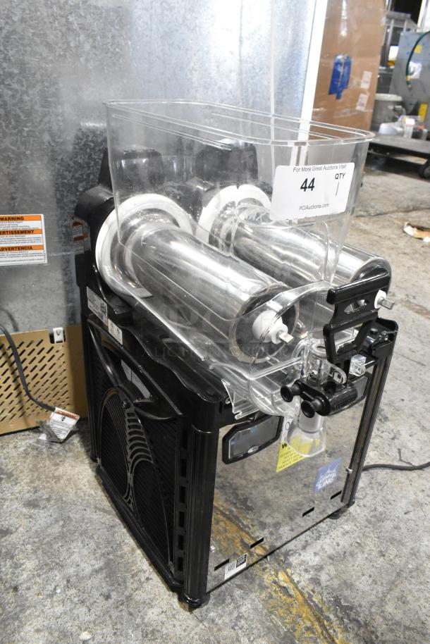 Carnival King 382SM2 Granita Machine, double 2.6-gallon, missing hopper and lids. 115 volts, 1 phase. Auction tag visible.