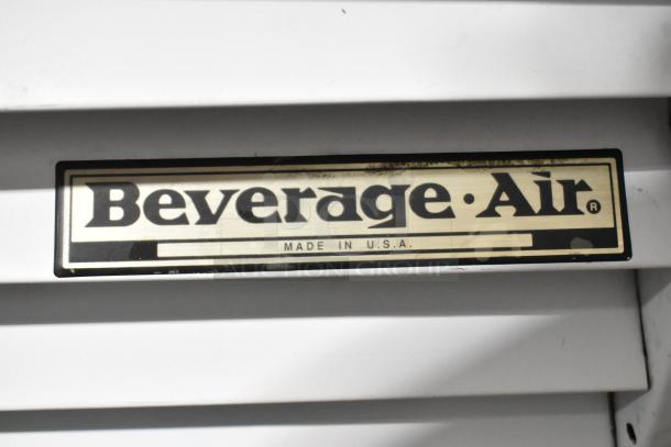 Beverage Air MT38 metal commercial cooler with two doors. Features poly-coated racks, labeled "Made in U.S.A."