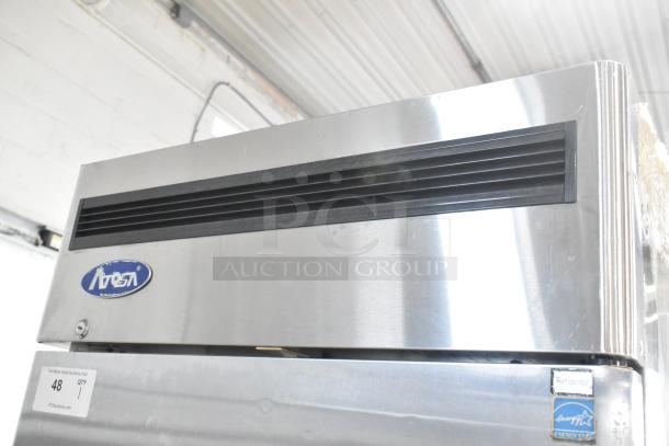 Atosa Stainless Steel Commercial Cooler, single door, poly coated racks, on casters, 115V, Energy Star label.