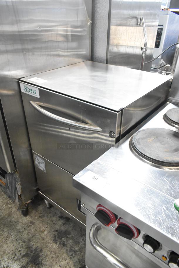 2018 Noble Wareforce UH30-E stainless steel undercounter dishwasher, model label visible, used condition.