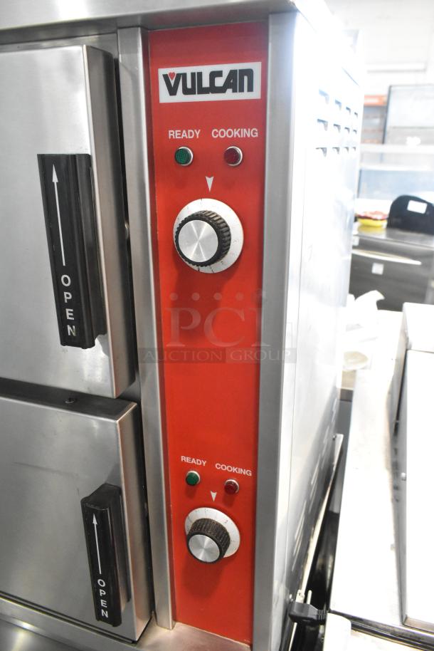 Vulcan VSX24E stainless steel commercial steam cabinet, 2 decks, electric, 208V, 3-phase, ready and cooking indicators.