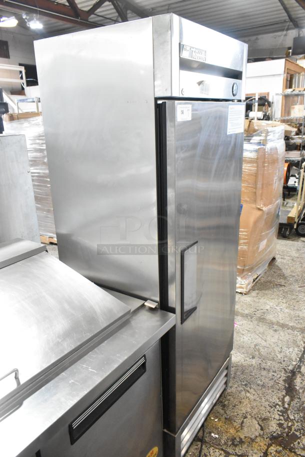 True T-19F stainless steel commercial single door reach-in freezer, good condition, 115 volts, 1 phase.