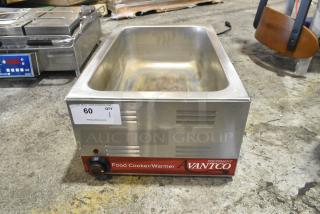 2023 Avantco 177W50CKR stainless steel countertop food warmer, 120 volts, excellent condition, auction tag "60 QTY 1" visible.