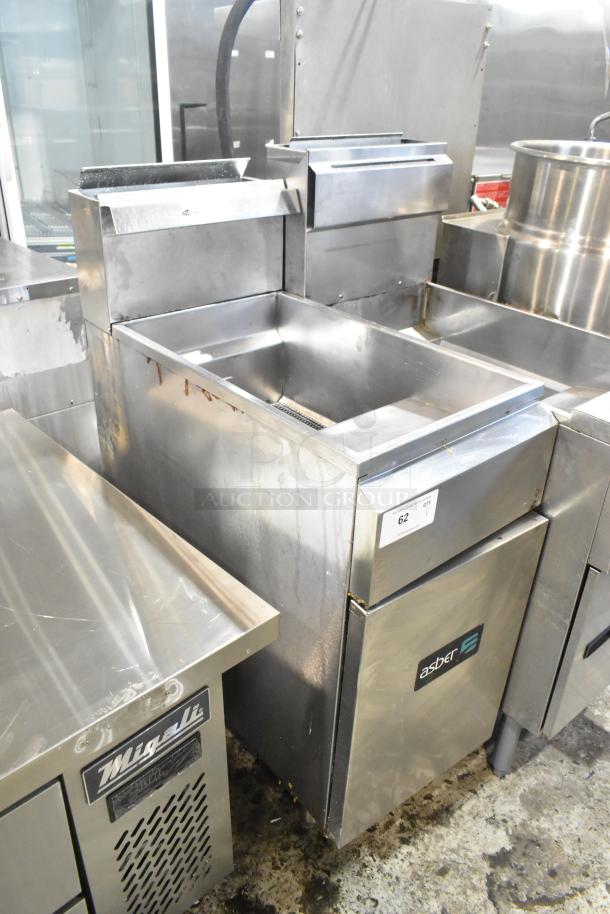 Asber stainless steel commercial deep fat fryer with visible label, in used condition.