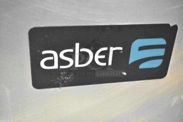Asber stainless steel commercial deep fat fryer, floor style, featuring brand logo.