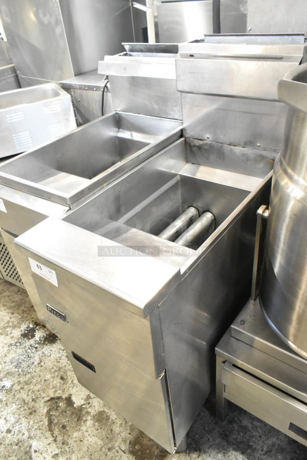 Pitco Frialator SG14 stainless steel commercial deep fat fryer, floor style, natural gas, 110,000 BTU, good condition.