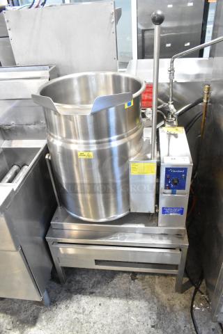 Cleveland KGT-12-T 12-gallon stainless steel steam kettle, 53,000 BTU, commercial countertop, natural gas powered.