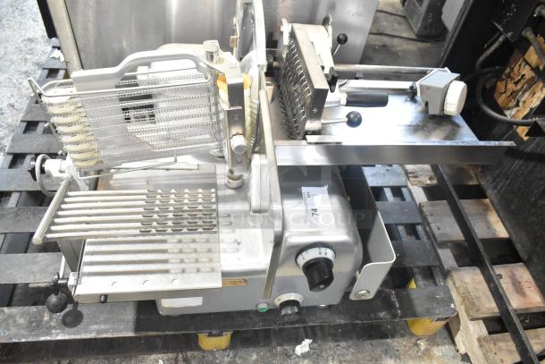 Bizerba A330 Stainless Steel Meat Slicer Stacker, 115V, 1 Phase, commercial countertop model in good condition.