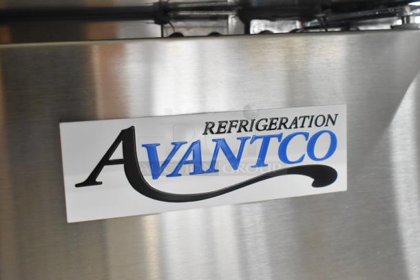 2024 Avantco 178APT60MHC stainless steel prep table, commercial casters, refrigeration logo visible, 115V, 1 phase.