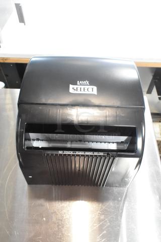 Lavex Select black poly wall mount paper towel dispenser, no-touch design, sleek finish, excellent condition.