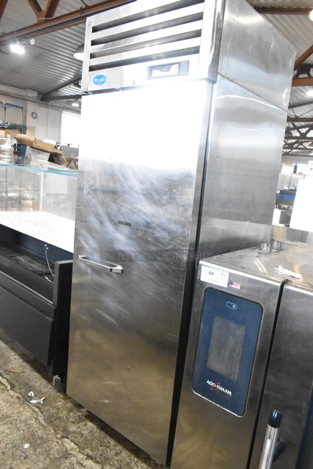 Randell R1F-29-1 stainless steel commercial single door reach-in freezer on casters, 115V, 1-phase. Used condition.