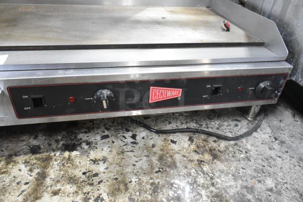 2016 Cecilware EL-1636 stainless steel commercial countertop flat top griddle, 240V, 1 phase, visible logo and control panel.