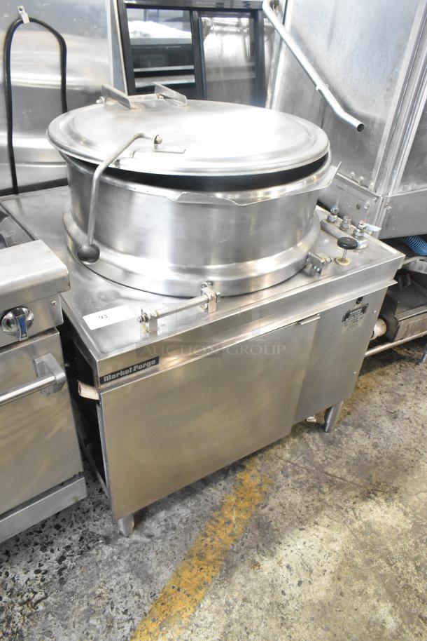 Market Forge MT40 40-gallon stainless steel steam kettle, floor style, commercial use, excellent condition, visible control panel.