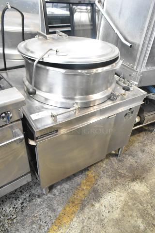 Market Forge MT40 40-gallon stainless steel steam kettle, floor style, commercial use, excellent condition, visible control panel.