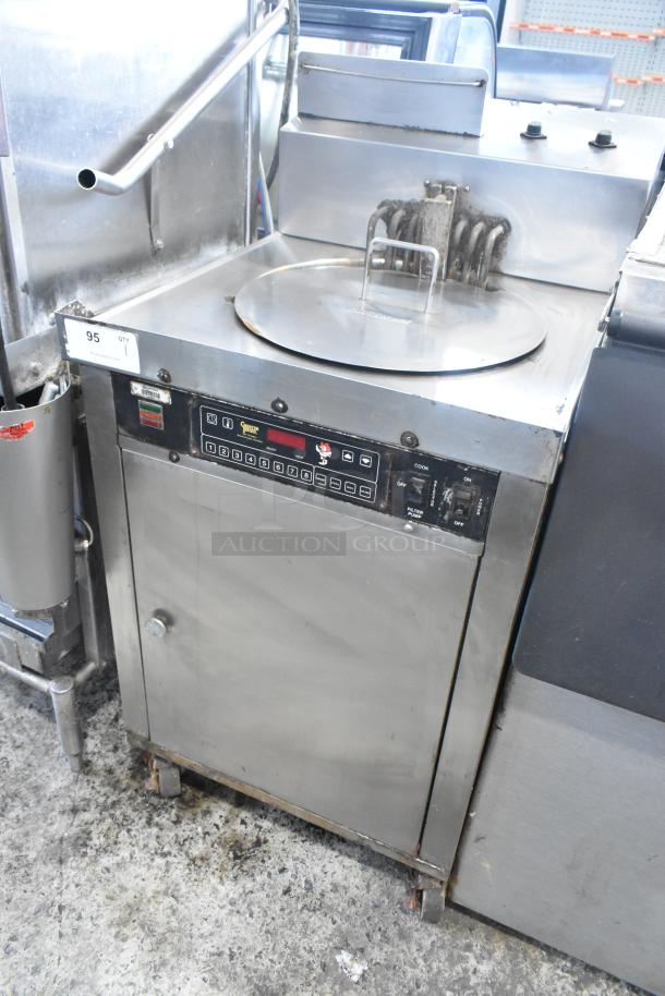 Chester Fried CF 600 electric deep fat fryer, stainless steel, commercial casters, 208V, 3 phase, used condition.