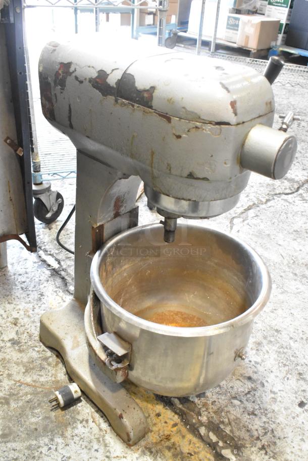 Thunderbird ARM-02 20 Quart Planetary Dough Mixer, metal, commercial floor style, worn condition, includes mixing bowl.